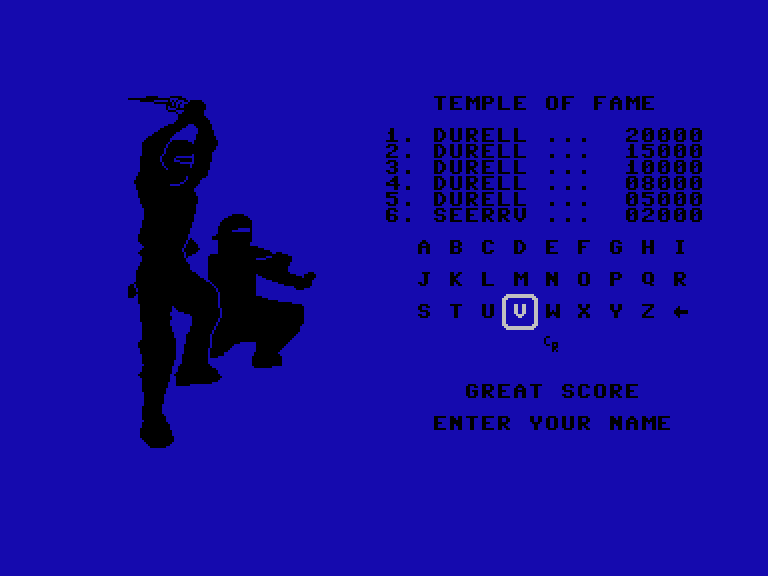 Saboteur Commodore 16 & Plus/4 Screenshot: A new high score!