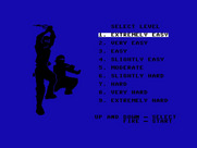 Saboteur for Commodore 16 & Plus/4 - Main menu; select a difficulty level.