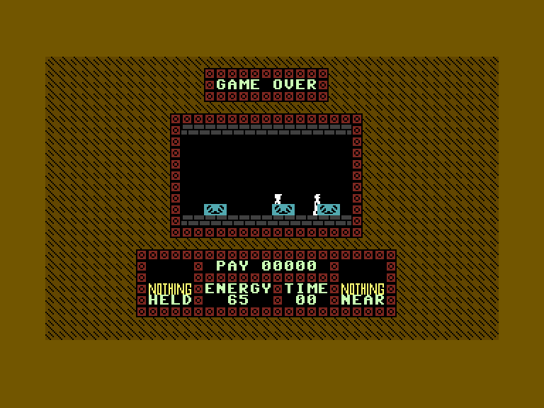 Saboteur Commodore 16 & Plus/4 Screenshot: Game over.