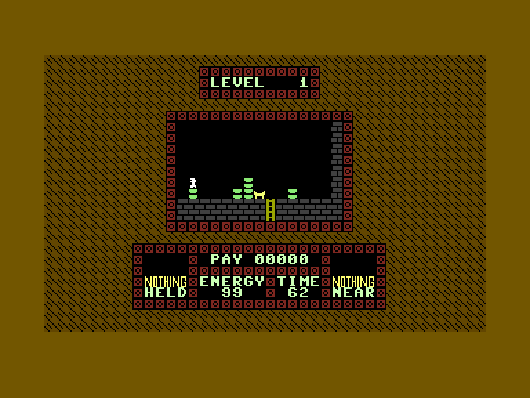 Saboteur Commodore 16 & Plus/4 Screenshot: Watch out for attack dogs!