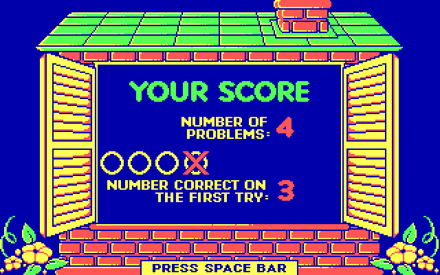 Animal Hotel IBM PC/Compatibles Screenshot: My score on the easy level...