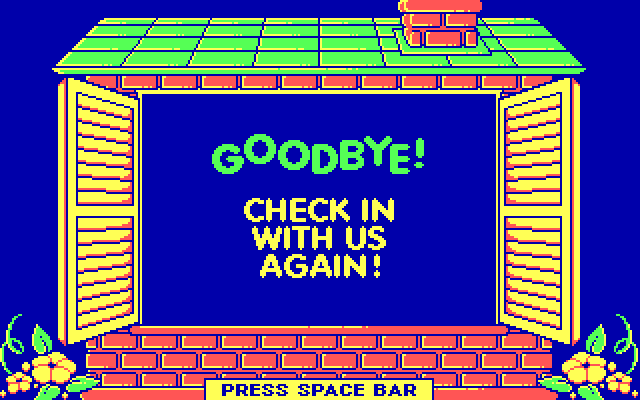 Animal Hotel IBM PC/Compatibles Screenshot: Exiting the program.
