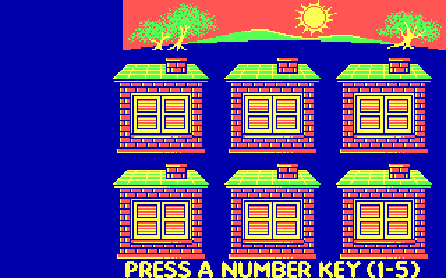 Animal Hotel IBM PC/Compatibles Screenshot: Press 1 - 5 key to begin the difficult skill level.