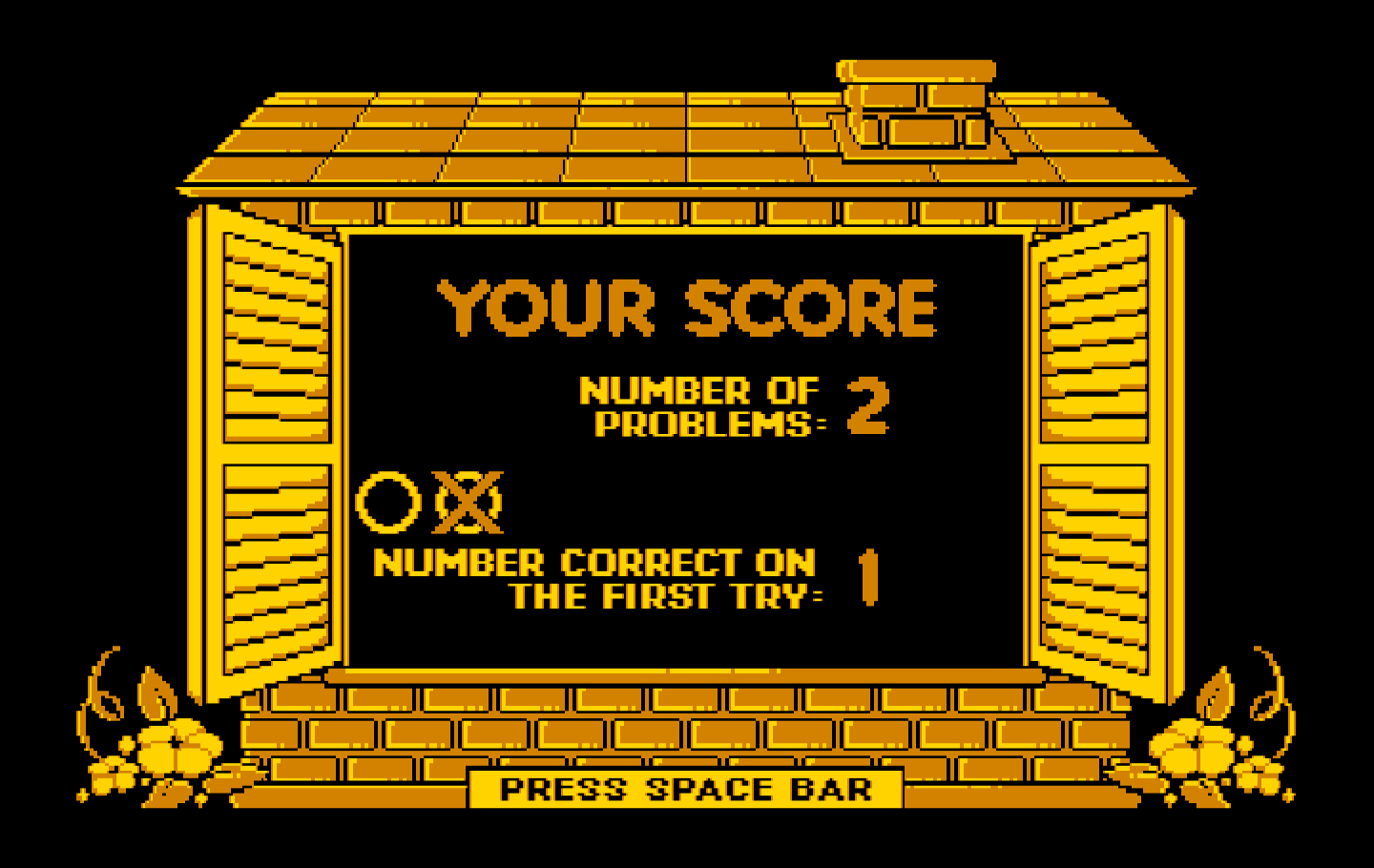 Animal Hotel IBM PC/Compatibles Screenshot: Here was my score.