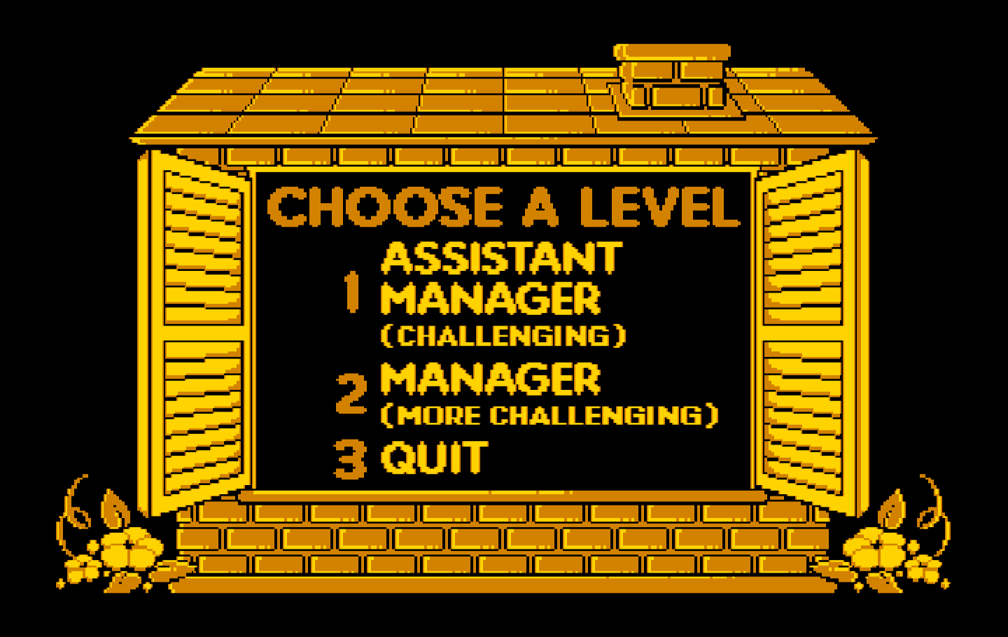 Animal Hotel IBM PC/Compatibles Screenshot: Choose a level.