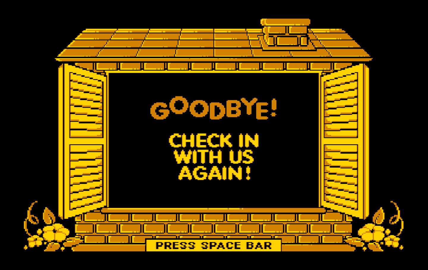 Animal Hotel IBM PC/Compatibles Screenshot: Leaving the program.
