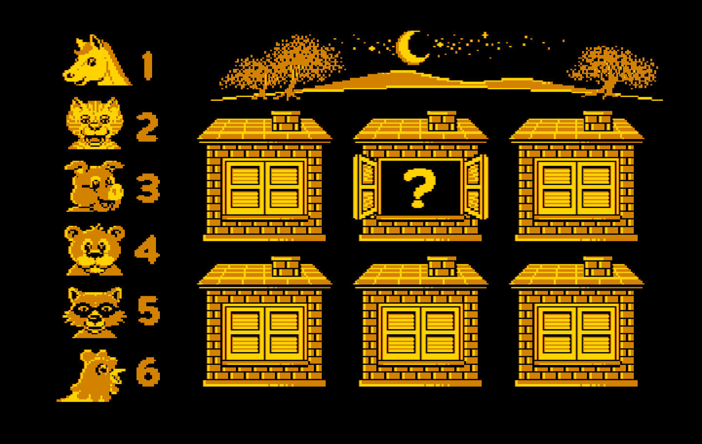Animal Hotel IBM PC/Compatibles Screenshot: What animal was behind the door with a question mark?