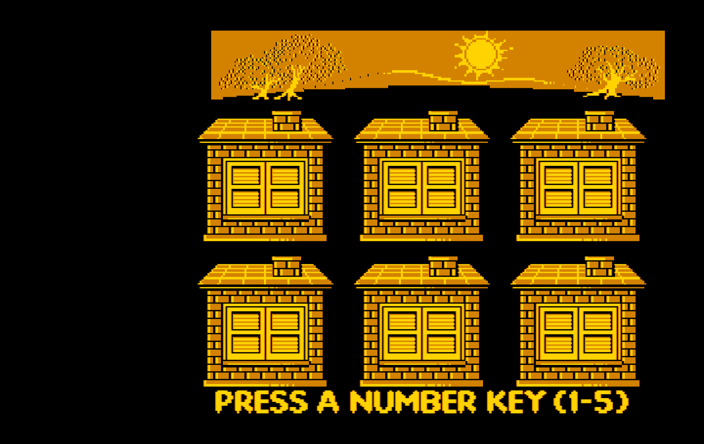 Animal Hotel IBM PC/Compatibles Screenshot: There are six doors on the more difficult skill level.
