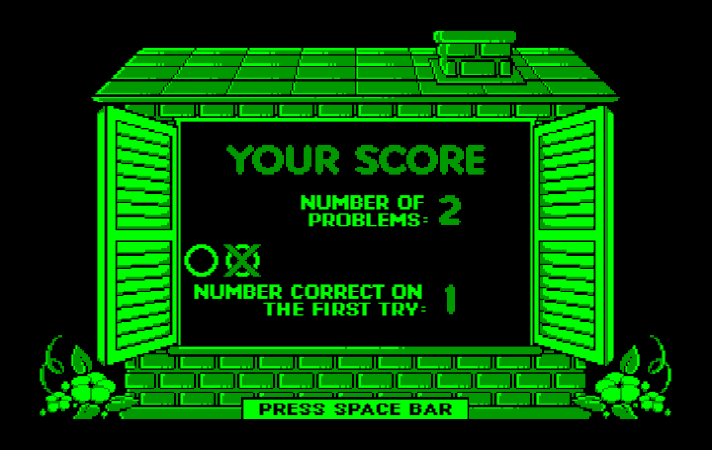 Animal Hotel IBM PC/Compatibles Screenshot: Here was my score.