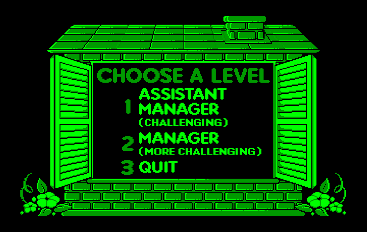 Animal Hotel IBM PC/Compatibles Screenshot: Choose a level.