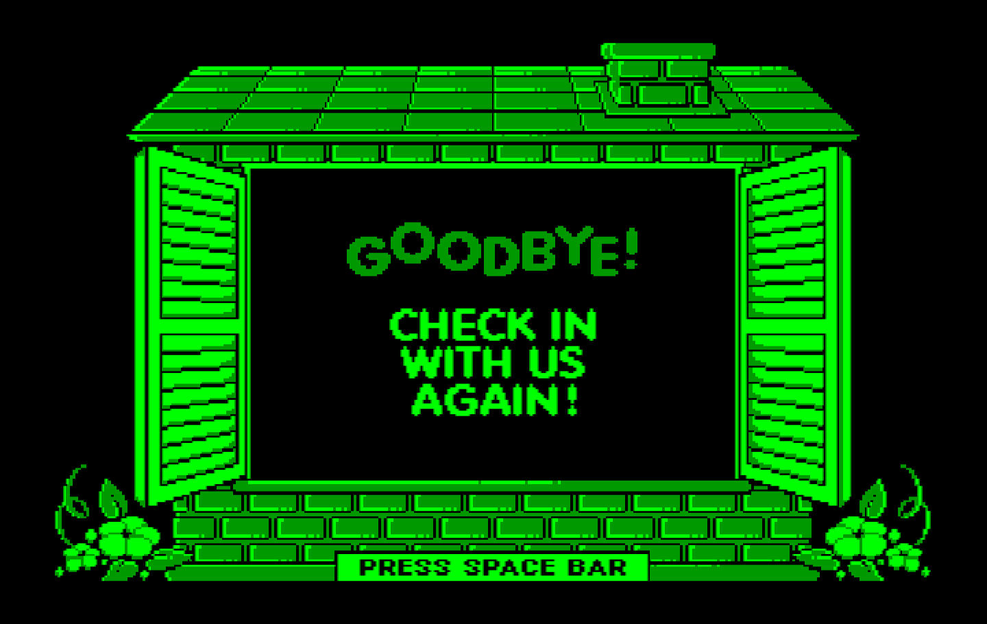 Animal Hotel IBM PC/Compatibles Screenshot: Leaving the program.