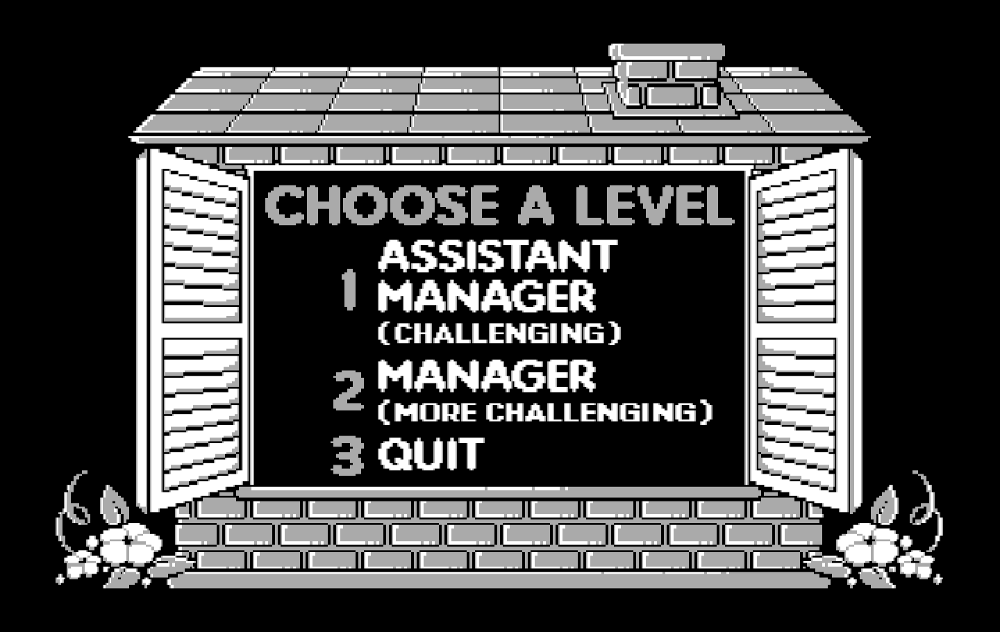 Animal Hotel IBM PC/Compatibles Screenshot: Choose a level.
