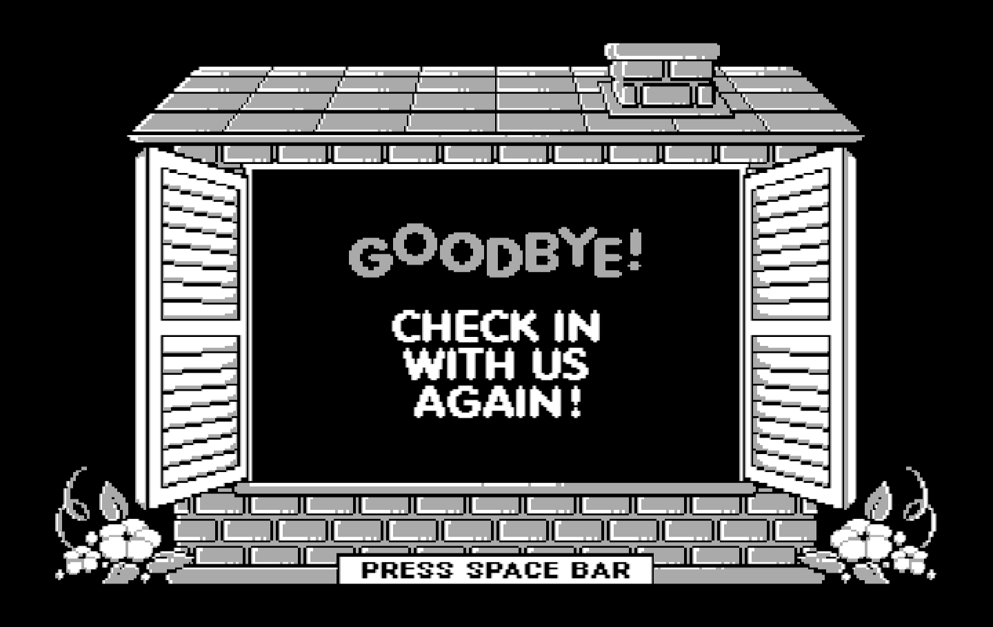 Animal Hotel IBM PC/Compatibles Screenshot: Leaving the program.