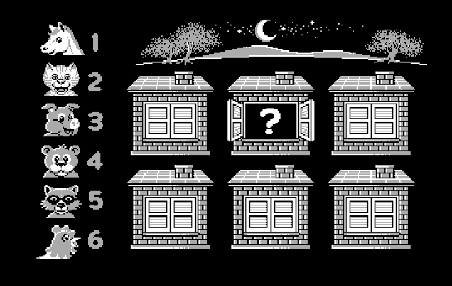 Animal Hotel IBM PC/Compatibles Screenshot: What animal was behind the door with a question mark?