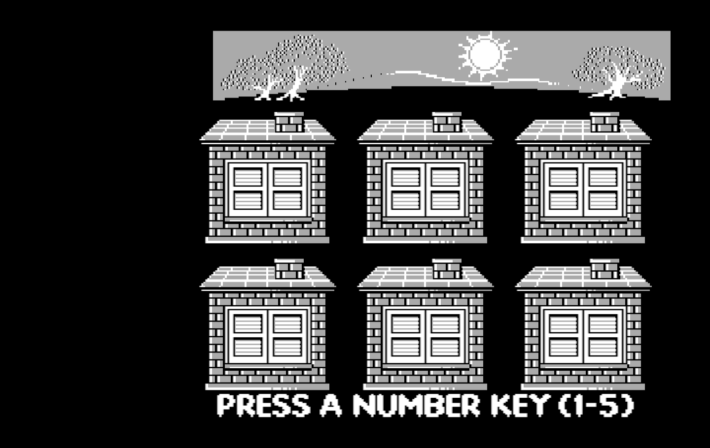 Animal Hotel IBM PC/Compatibles Screenshot: There are six doors on the more difficult skill level.