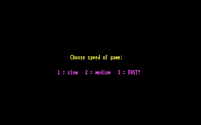 Poke-Man IBM PC/Compatibles Screenshot: Choose the game speed.
