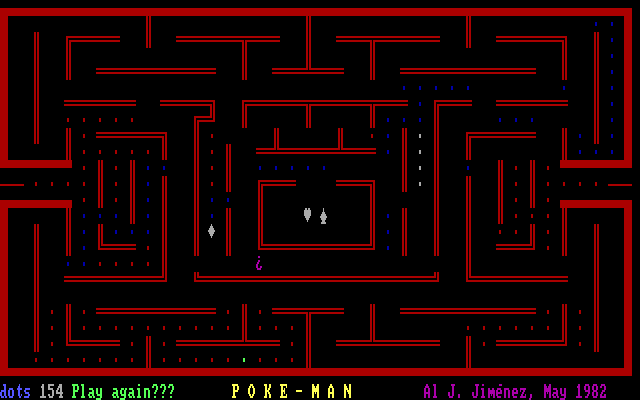 Poke-Man IBM PC/Compatibles Screenshot: Game over.