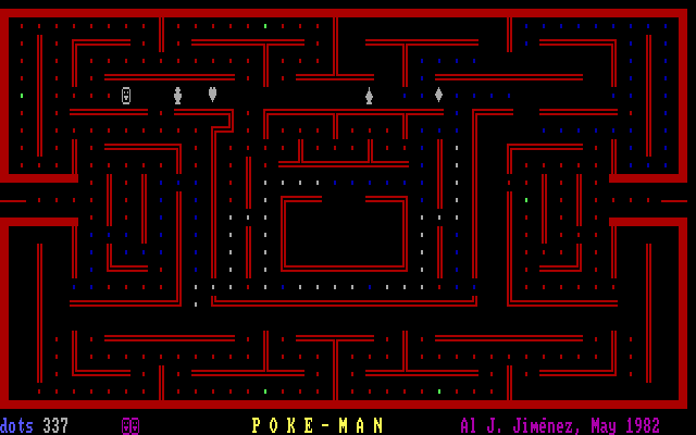 Poke-Man IBM PC/Compatibles Screenshot: Running away...