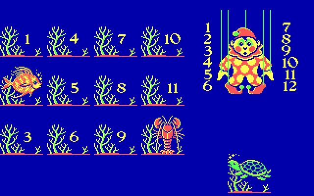 Clowning Around IBM PC/Compatibles Screenshot: I'm looking for a turtle, but I guessed wrong...