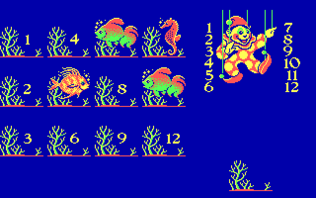 Clowning Around IBM PC/Compatibles Screenshot: Let's see some underwater creatures!