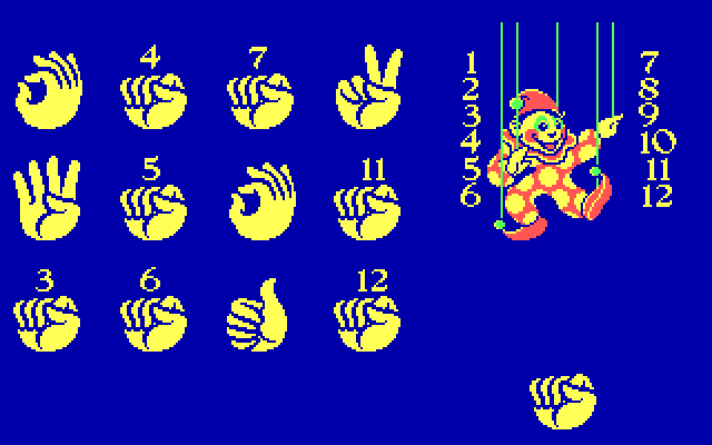 Clowning Around IBM PC/Compatibles Screenshot: Identifying different numbers could be more difficult...
