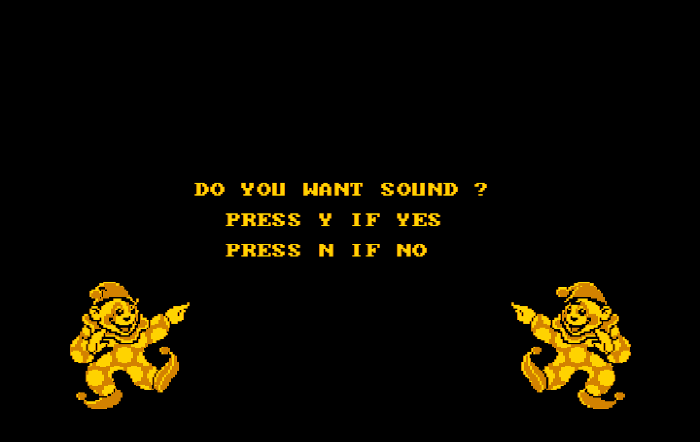 Clowning Around IBM PC/Compatibles Screenshot: Do you want sound?