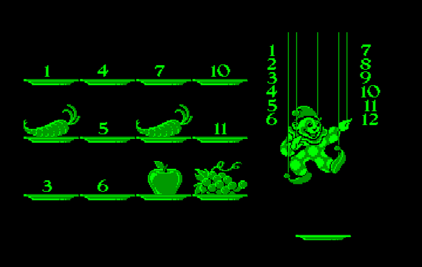 Clowning Around IBM PC/Compatibles Screenshot: First, the clown shows you where some things are...