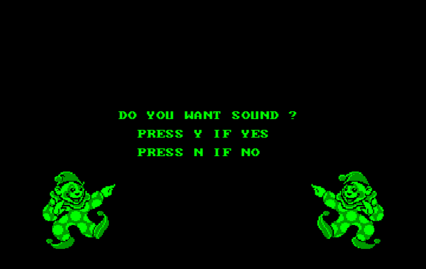 Clowning Around IBM PC/Compatibles Screenshot: Do you want sound?