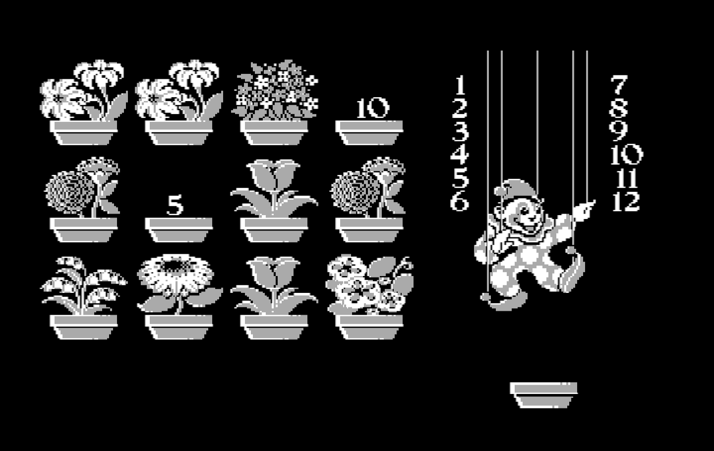Clowning Around IBM PC/Compatibles Screenshot: Time to search for some flowers...