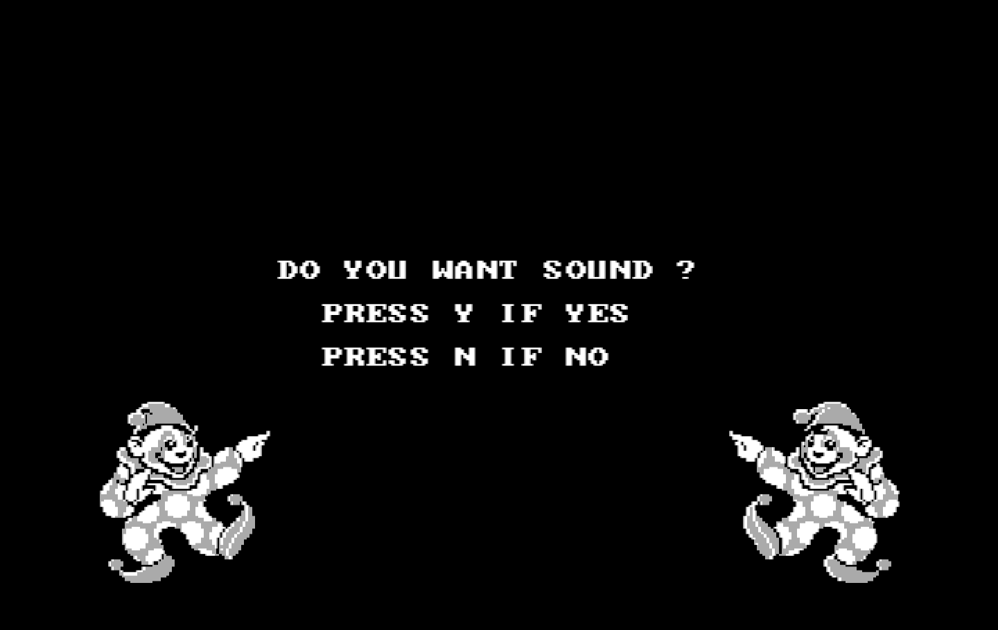 Clowning Around IBM PC/Compatibles Screenshot: Do you want sound?
