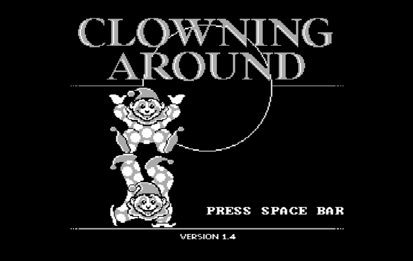 Clowning Around IBM PC/Compatibles Screenshot: Title screen.
