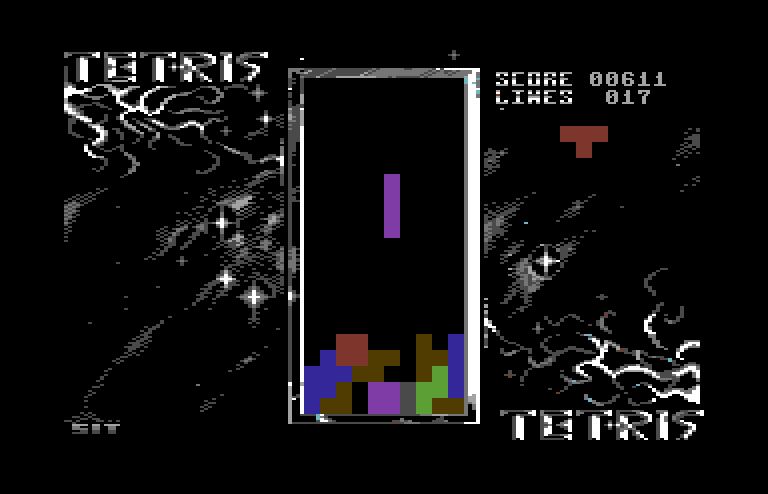 Tetris Commodore 64 Screenshot: These long, straight pieces are always useful!