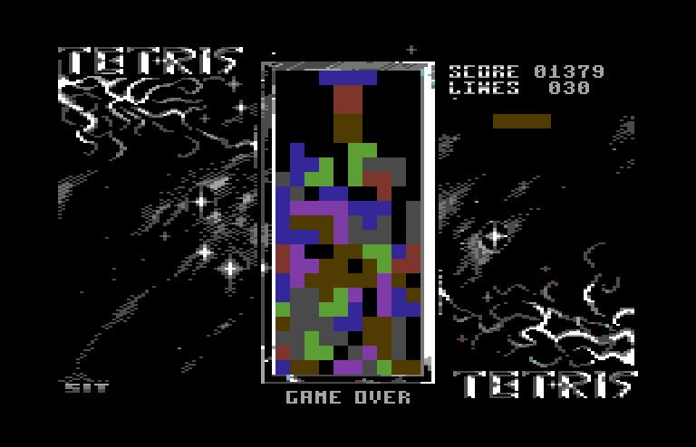 Tetris Commodore 64 Screenshot: Game over.