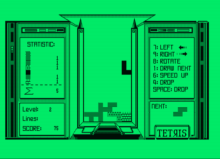 Tetris Amstrad PCW Screenshot: Game start.