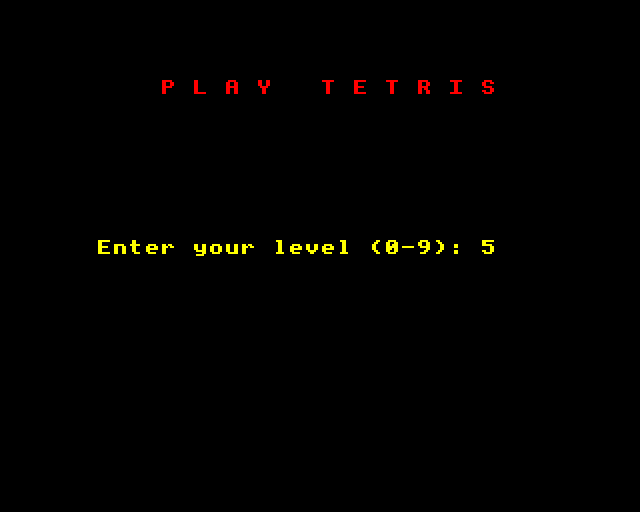 Tetris BBC Micro Screenshot: Select a skill level.