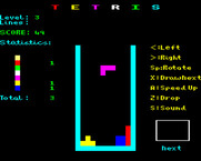 Tetris for BBC Micro - Game start.