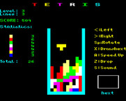 Tetris for BBC Micro - The board begins to fill up...