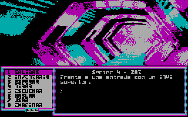 La Aventura Espacial IBM PC/Compatibles Screenshot: I can reach several locations from this corridor.