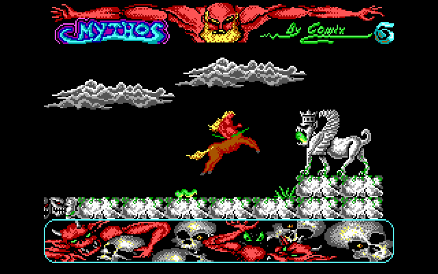 Mithos IBM PC/Compatibles Screenshot: Jumping over a snake.
