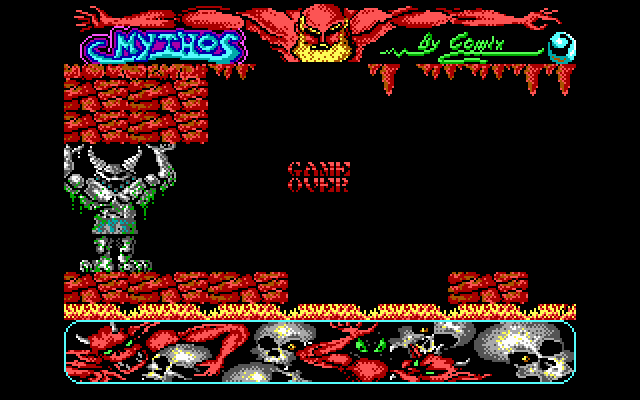 Mithos IBM PC/Compatibles Screenshot: Game over.