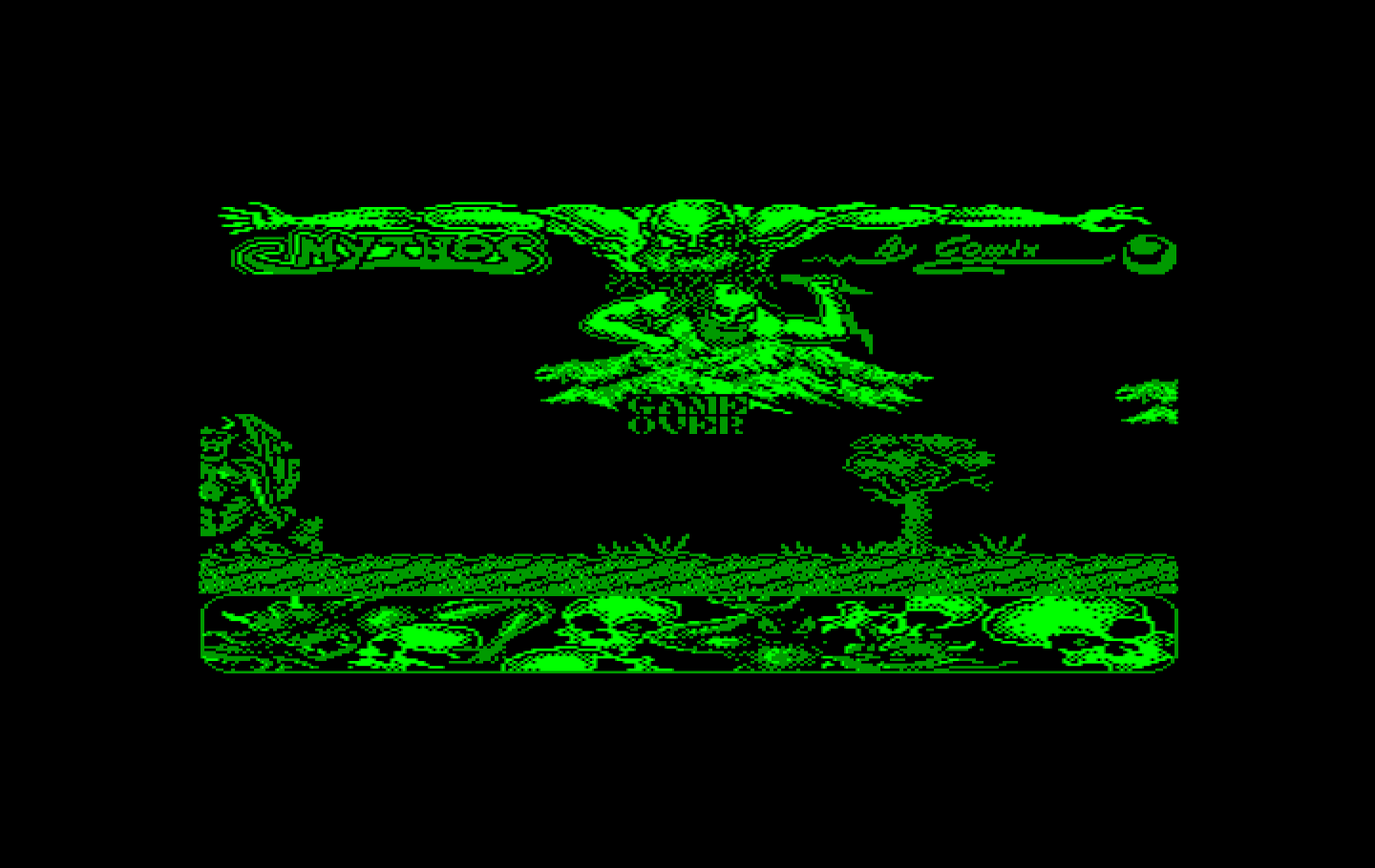 Mithos IBM PC/Compatibles Screenshot: Game over.