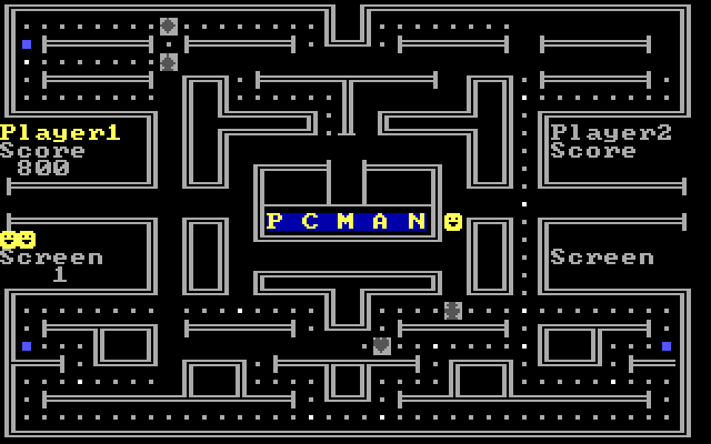 PC Man IBM PC/Compatibles Screenshot: Chasing the ghosts...