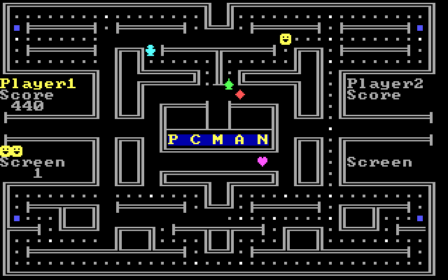 PC Man IBM PC/Compatibles Screenshot: PC Man eating dots...