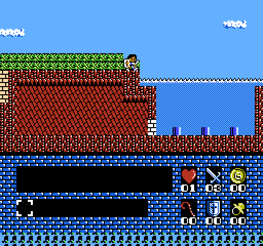 Romancia: Dragon Slayer Jr. NES / Famicom Screenshot: You can swim across the water here...