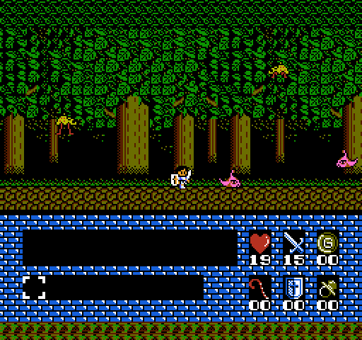 Romancia: Dragon Slayer Jr. NES / Famicom Screenshot: Entering the forest where dangerous creatures attack!