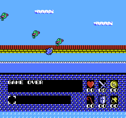 Romancia: Dragon Slayer Jr. NES / Famicom Screenshot: Game over.