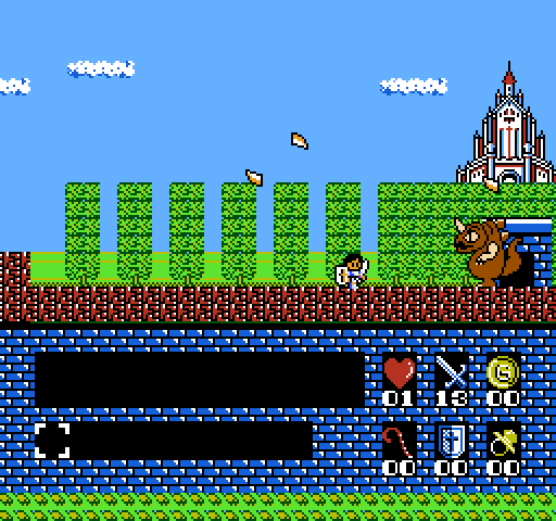 Romancia: Dragon Slayer Jr. NES / Famicom Screenshot: A large creature is blocking the door!