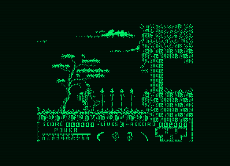 Livingstone II Amstrad PCW Screenshot: Another trap! And a blocked path...