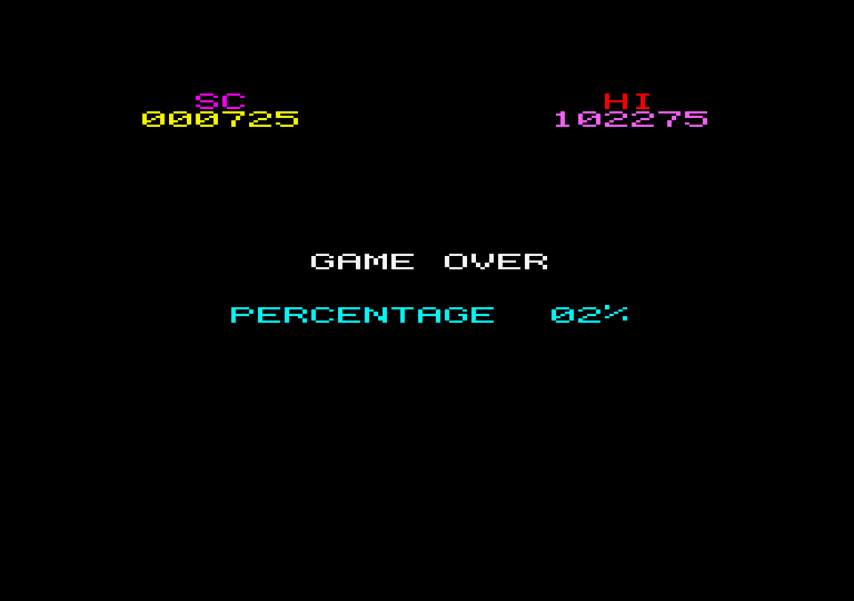 Sabre Wulf Amstrad CPC Screenshot: Game over...I didn't get very far...