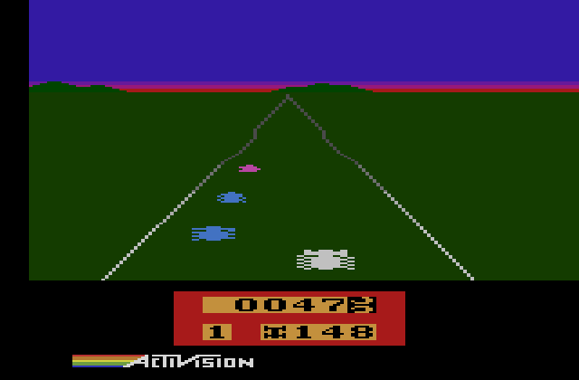 Enduro Atari 2600 Screenshot: The sun is starting to set...